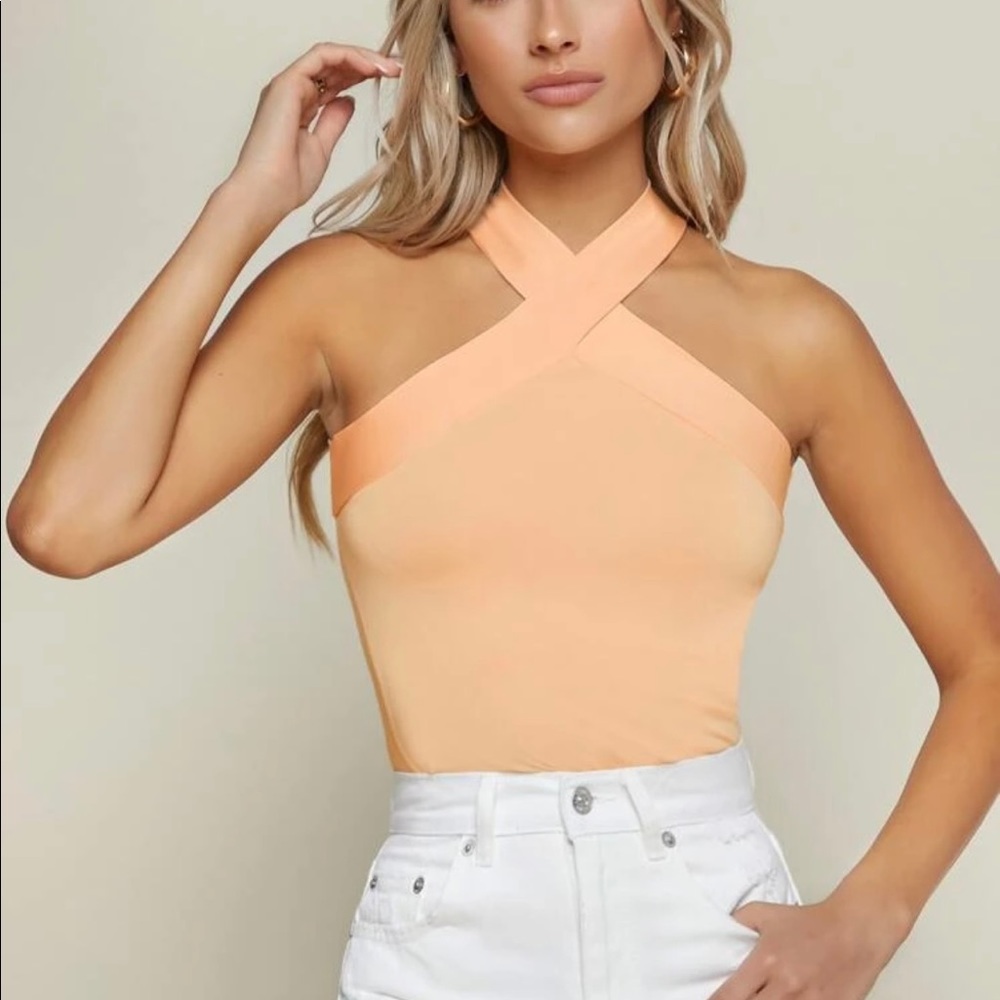 SHEIN BAE Form-Fitting Crisscross Halter Top
